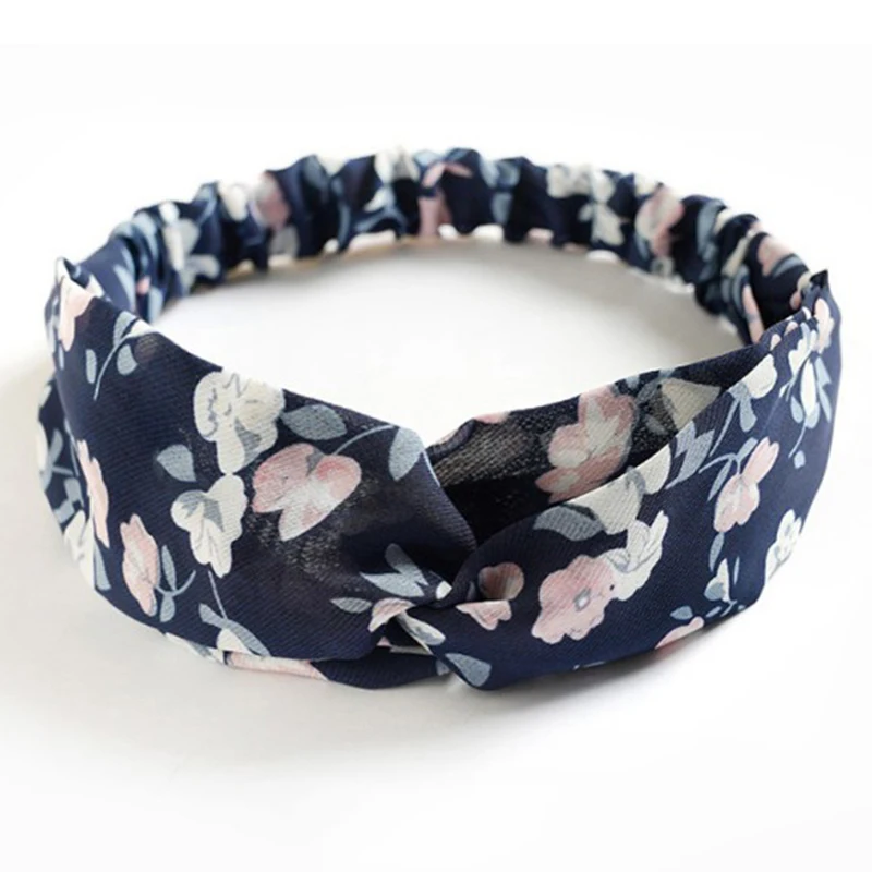 Повязка на голову с цветочным принтом винтажная повязка из шифона перекрестными