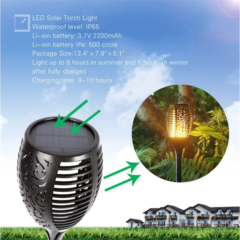 

Solar Led Light Outdoor Flame Solar Lamp Party Decoration Garden Lights Outdoor Lighting Torch Outdoor Spotlight Xmas Decoration