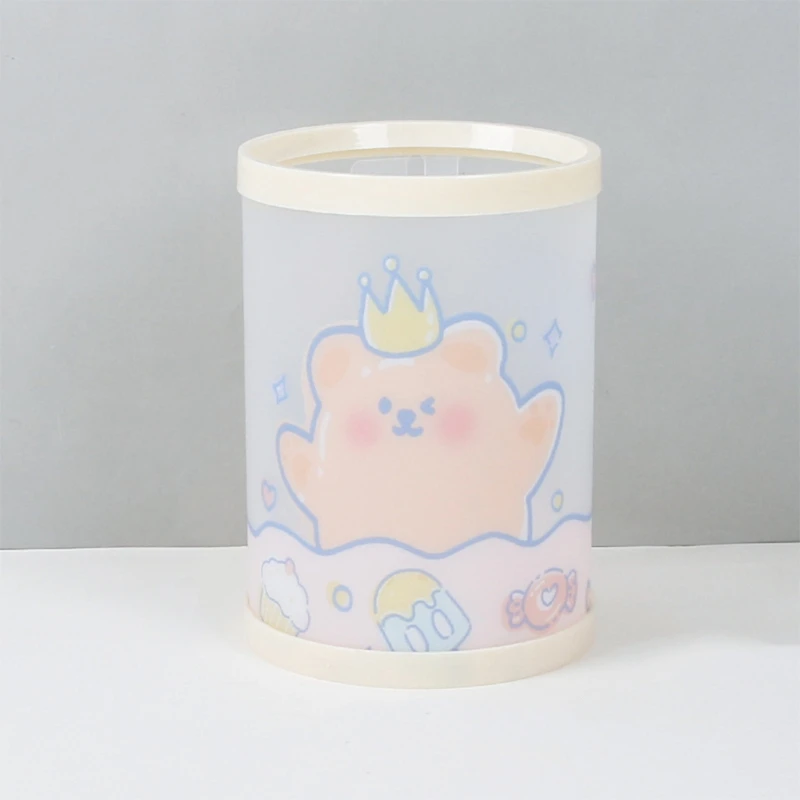 

Y5GE Cartoon Barrel-shaped Pen Holder Personalized DIY Cylinder Table Pen Holder