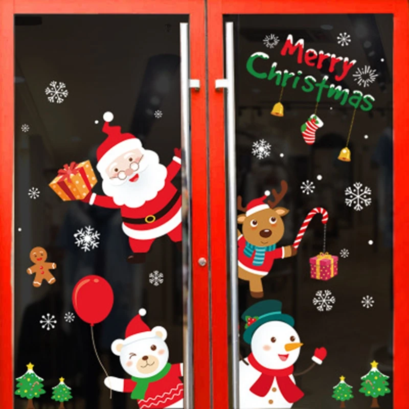 SR 8 Navidad, сделай сам, оконная пленка, Рождественская наклейка, украшение на Хэллоуин, оконная наклейка, рождественские украшения, ПВХ, новогоднее стекло, Мура - Цвет: SR 8