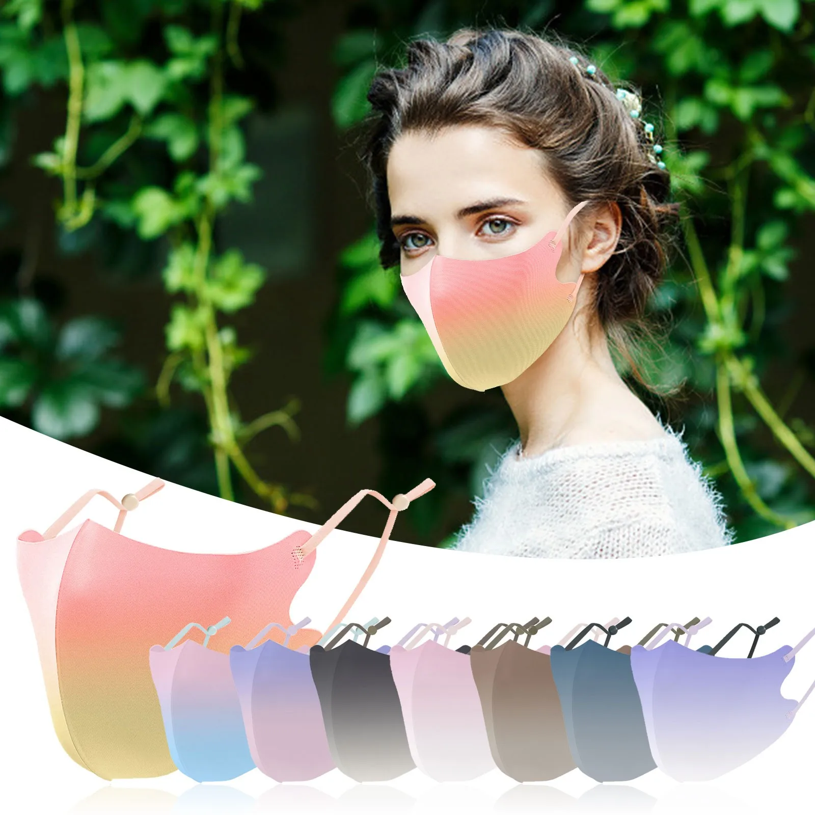 

1PC Fashion Adults Cotton Mask Washable Breathable Adjustable Unisex Mouth Cover Gradient Reusable Ultrathin Men Women Facemask