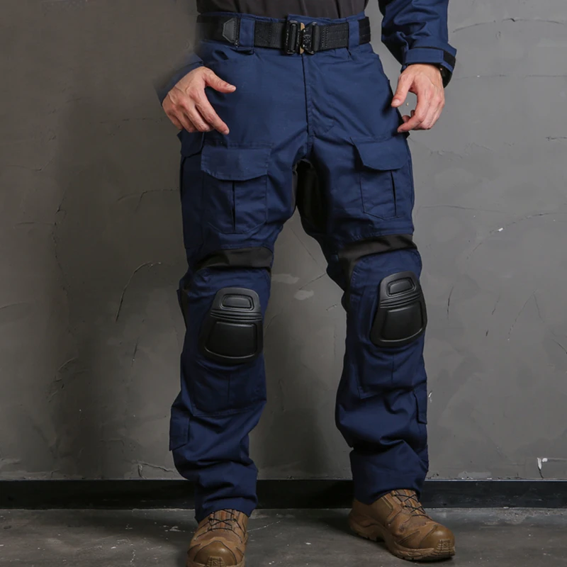 Мужские тактические армейские штаны Bdu G3 Bdu Military армейские штаны с накладками Мультикам MCBK синий охотничий камуфляж - Цвет: Blue