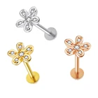 JUNLOWPY 16G хирургическая Сталь цветок Лабрет Монро губ кольца из нержавеющей стали, козелка серьги 516 креплением ушные ювелирные изделия для пирсинга, 50 шт в наборе