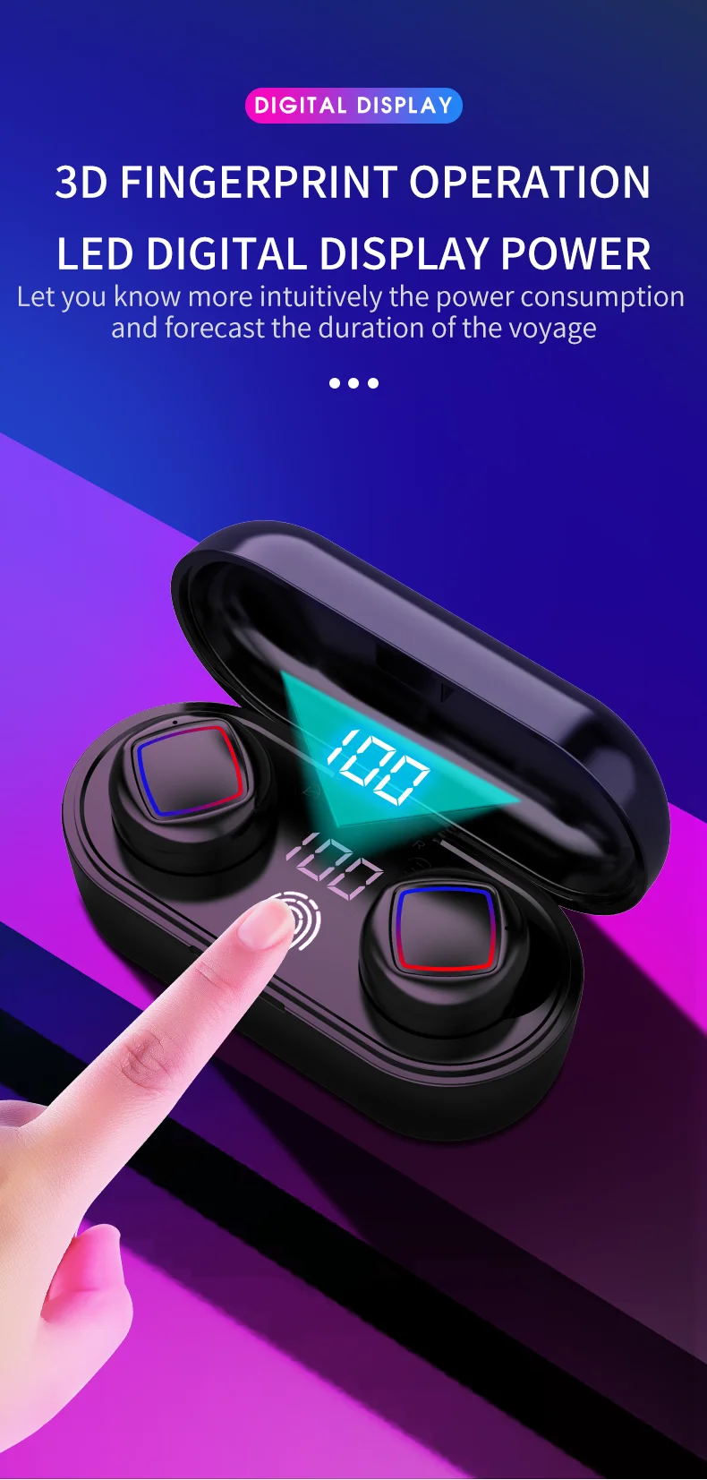 CALETOP Bluetooth 5,0 беспроводные наушники светодиодный дисплей IPX6 водонепроницаемые наушники с микрофоном Handsfree 400 мАч зарядный чехол