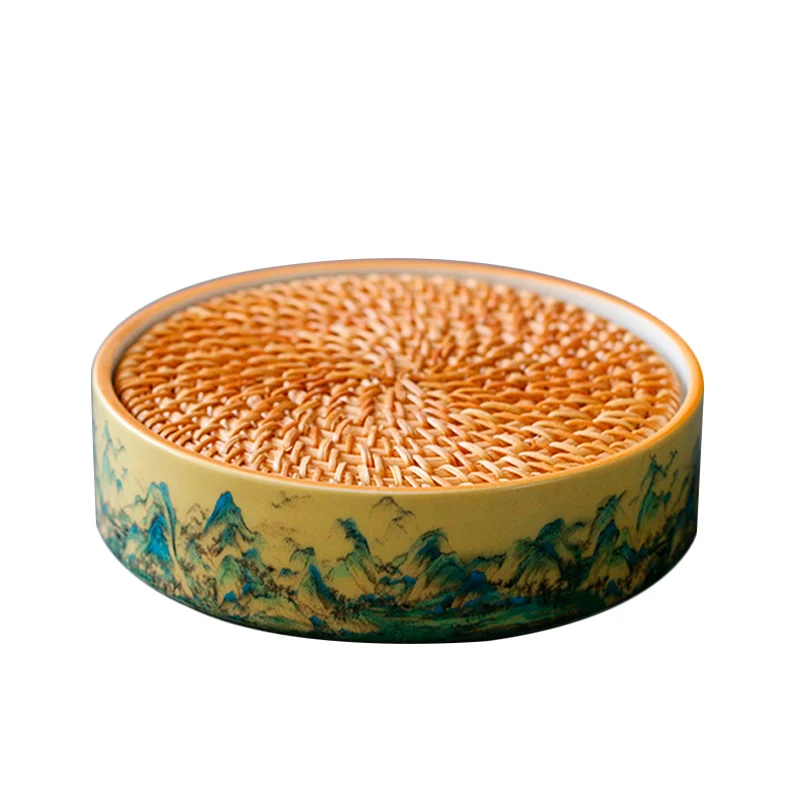 Керамическая подставка из ротанга для чая фарфоровая чайная посуда аксессуары