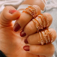 personality simple twelve constellations ring letter open adjustment index finger single ring female jewelry
