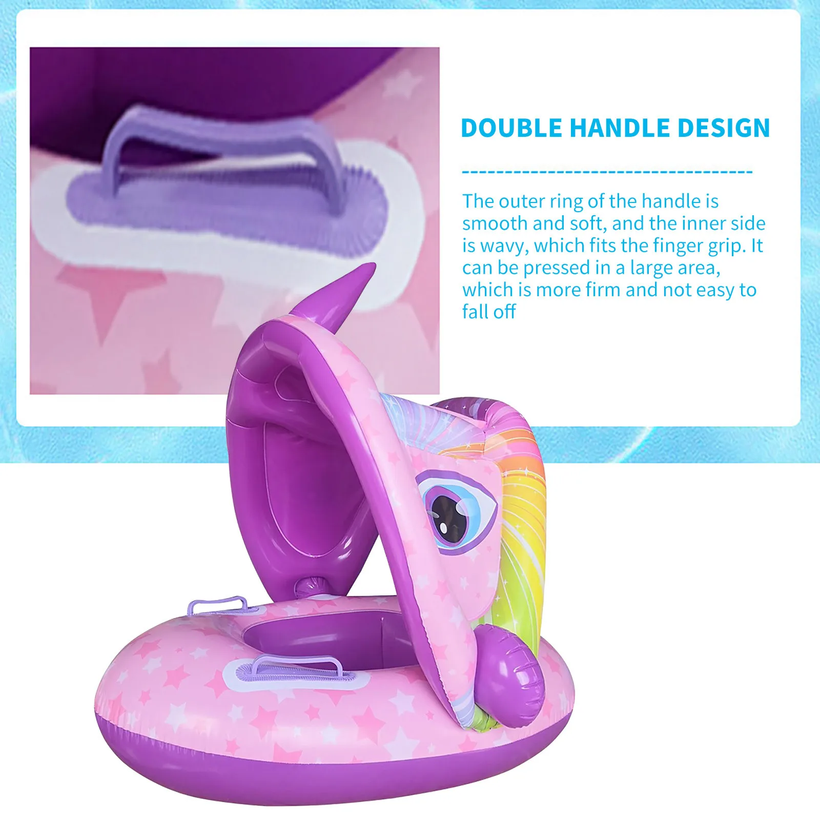 

Baby Inflatable Swimming Ring Cartoon Baby Float with Safe Seat Boat Sun Awning Water Sports Toys Baby Accessories Circle Buoy