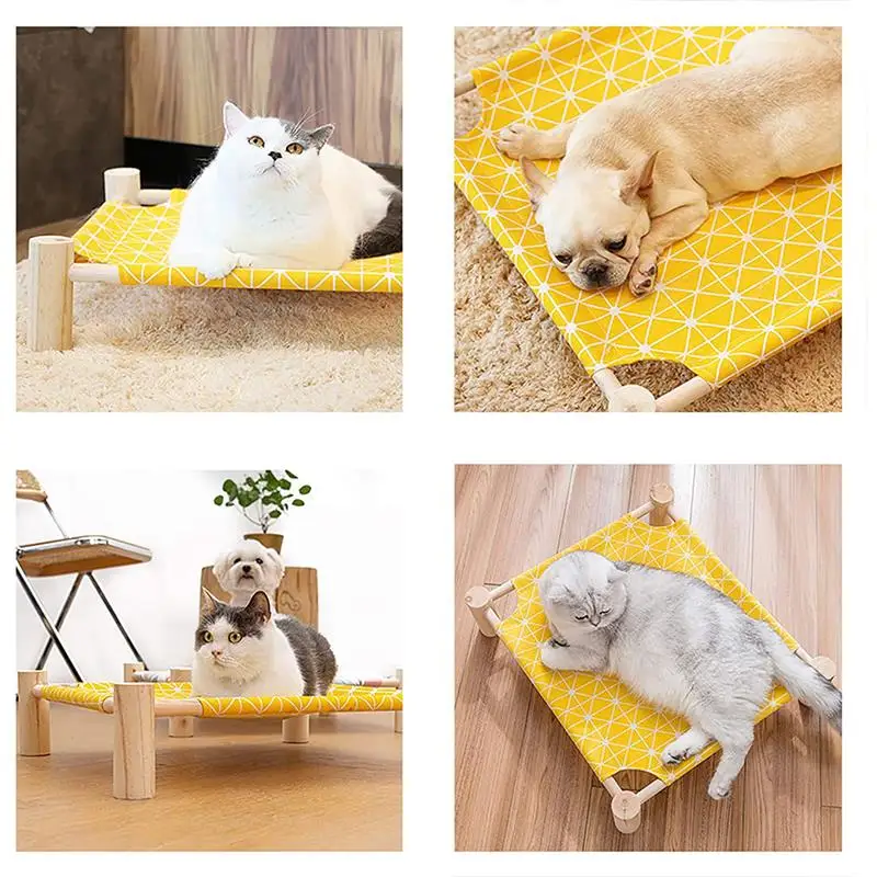

Cat Bed House Detachable Cat Hammocks Bed Wood Canvas Cat Lounge For Small Rabbit Bunny Cats Dogs Durable Canvas Pet Supplies