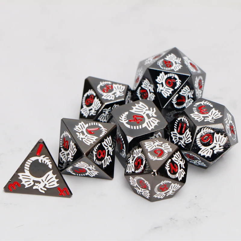 

Metal Dnd Dice Set Dungeon And Dragon D And D RPG MTG Polyhedral D&D 20 Sided Role Playing Black white 7PCS D20 D12 D10 D8 D6 D4