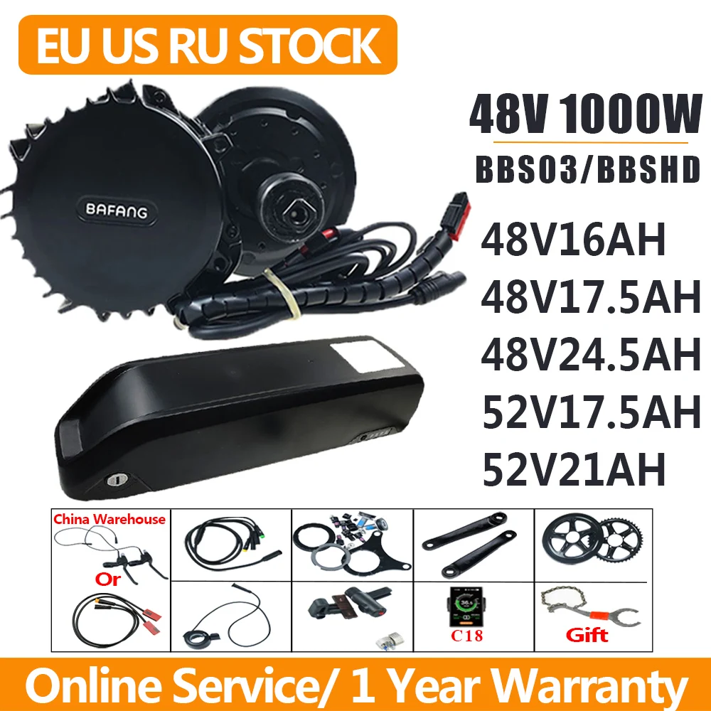 Bafang 8Fun мотор 1000 Вт 48В BBSHD e велосипед с 48В/5В литий ионный аккумулятор 16ач 17.5ач 21ач