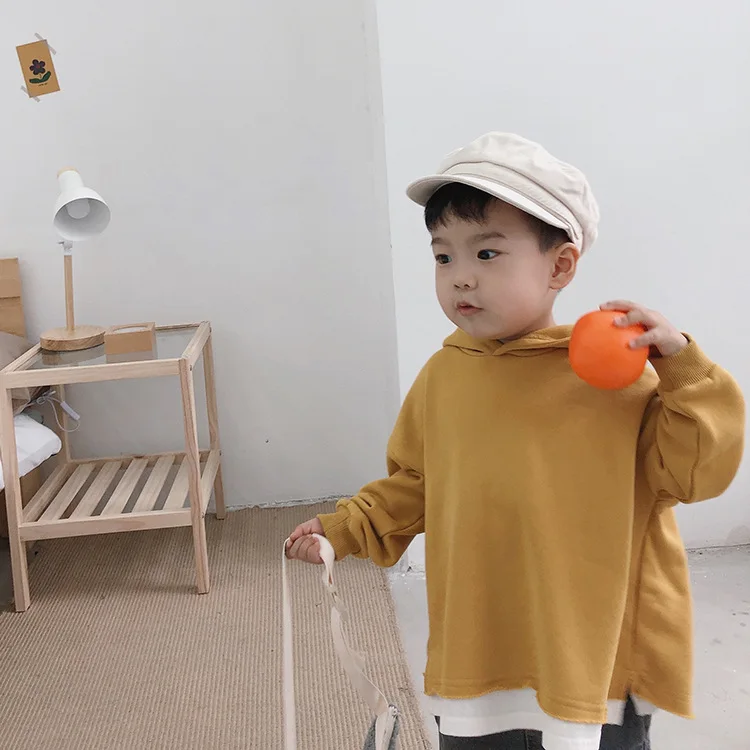 Осенние модные толстовки с капюшоном длинными рукавами для мальчиков