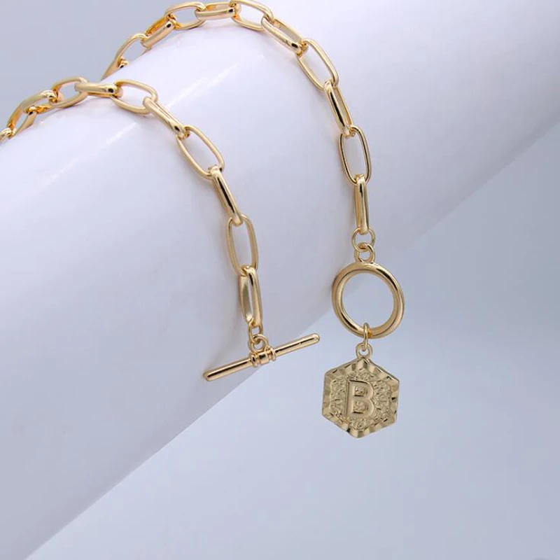 

10pcs Lots Wholesale Women Ladies 26 Initial Letter Pendant Alloy Fashion Charm Necklace Gold Hip Hop Chain Jewelry