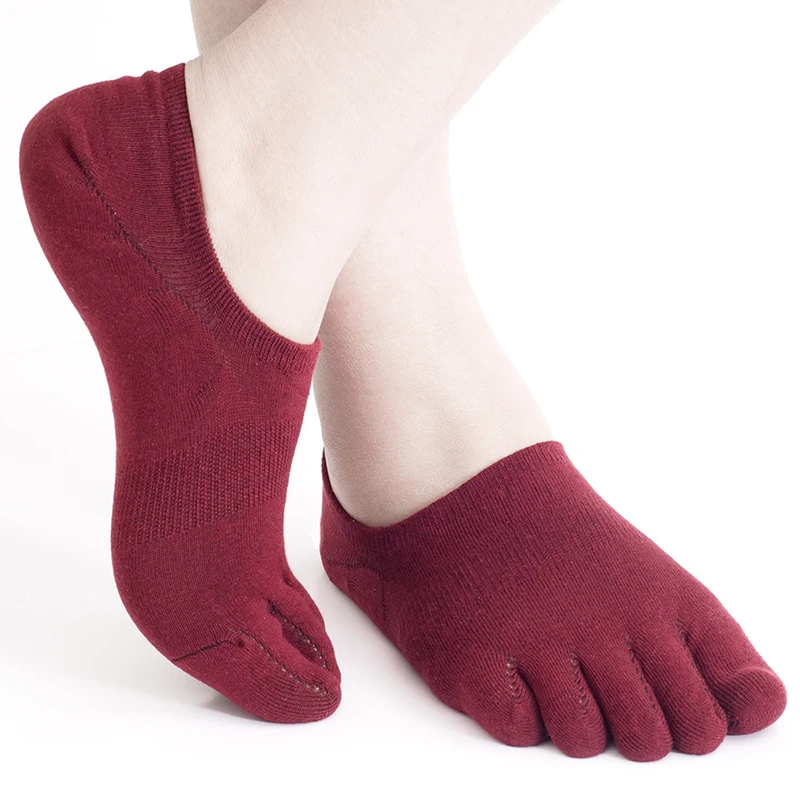 Cotton Socks Solid Color Boat Socks Women Men Black White Red Sweat Toe Socks Invisible Funny Five-finger Socks High Quality New