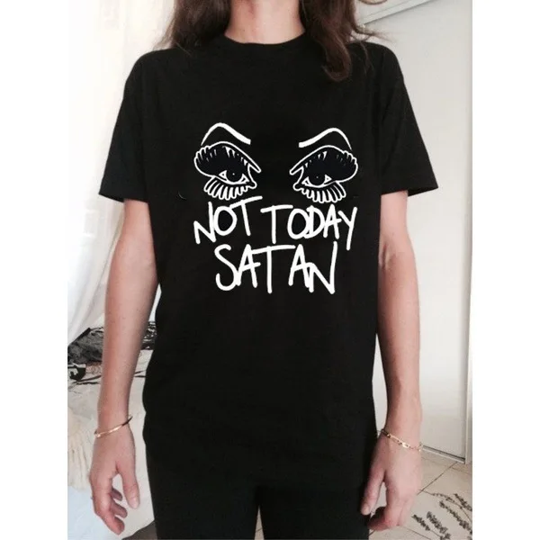 Футболка женская с надписью Not Today сатана и коротким рукавом | Женская одежда