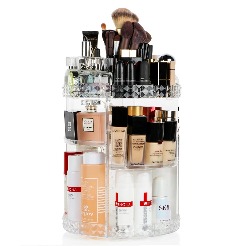 

Make Up Organizer Cosmetics Storage Box 360 Degree Rotation Transparent Fashion Spin Multi-Function Detachable Acrylic