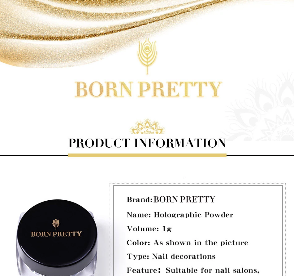 BORN PRETTY голографический блестящий для ногтей порошок лазерный порошок красочный пигмент хромированные пигменты пыль два цвета дизайн ногтей DIY