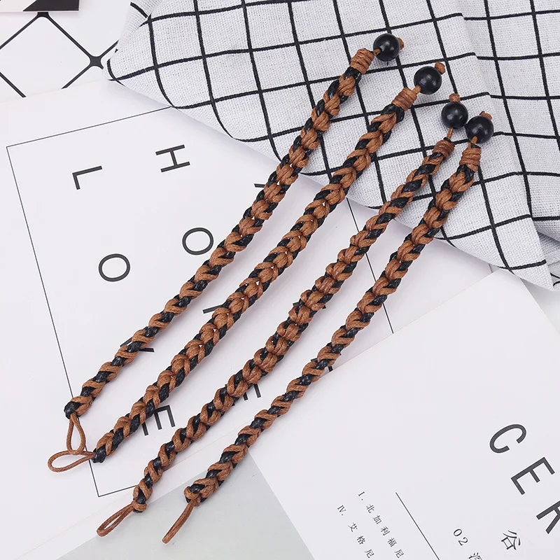 Мужской винтажный браслет с хлопковой пеньковой веревкой простой плетеный