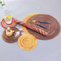 round woven nordic style non slip kitchen placemat coaster insulation pad dish coffee cup table mat home hotel decor 51009