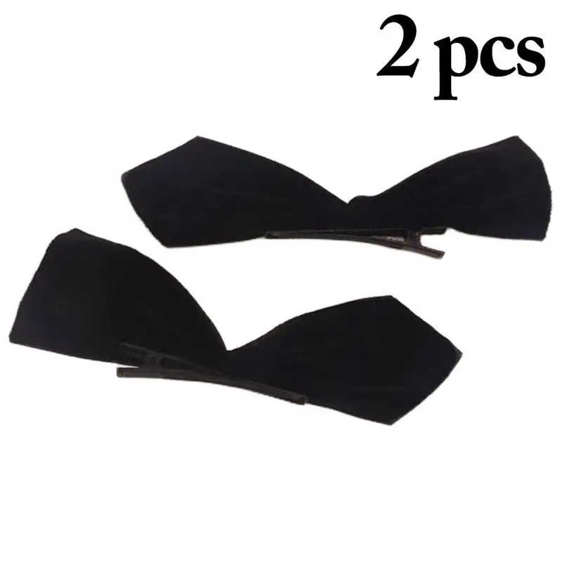 

2Pcs Fashion Bowknot Hair Clips Solid Color Creative Hair Barrette Duckbill Hairpin Hair Accessories For Women Girls
