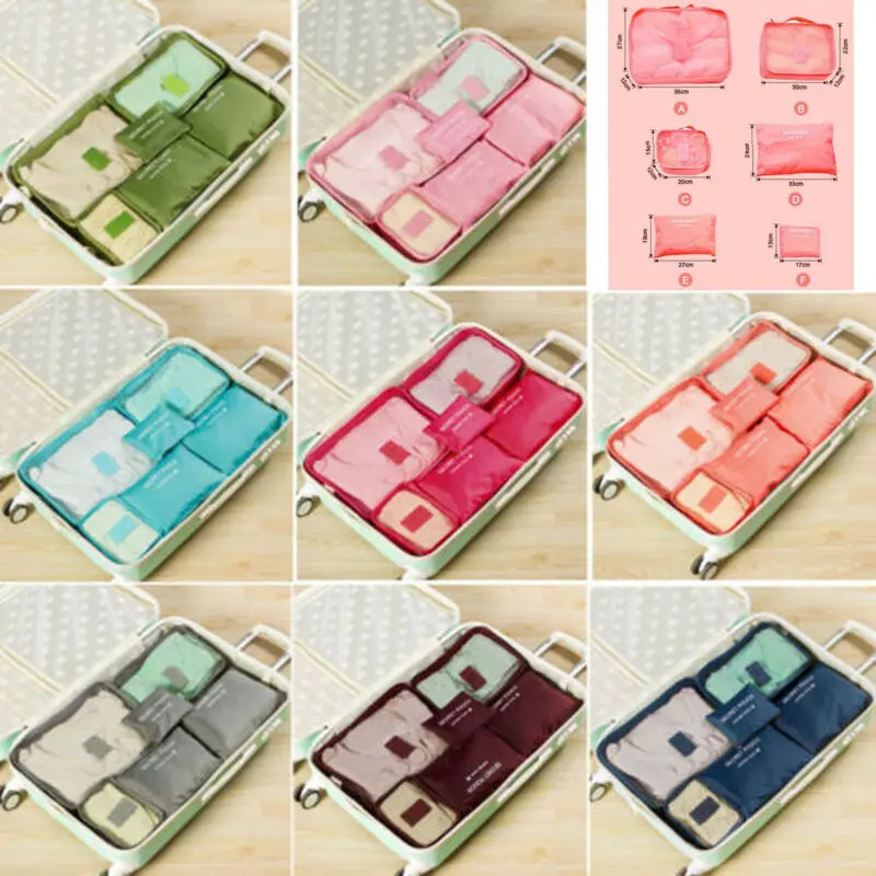 6 шт. дорожная сумка для хранения одежды багажная Упаковка Куб чемодан-Органайзер