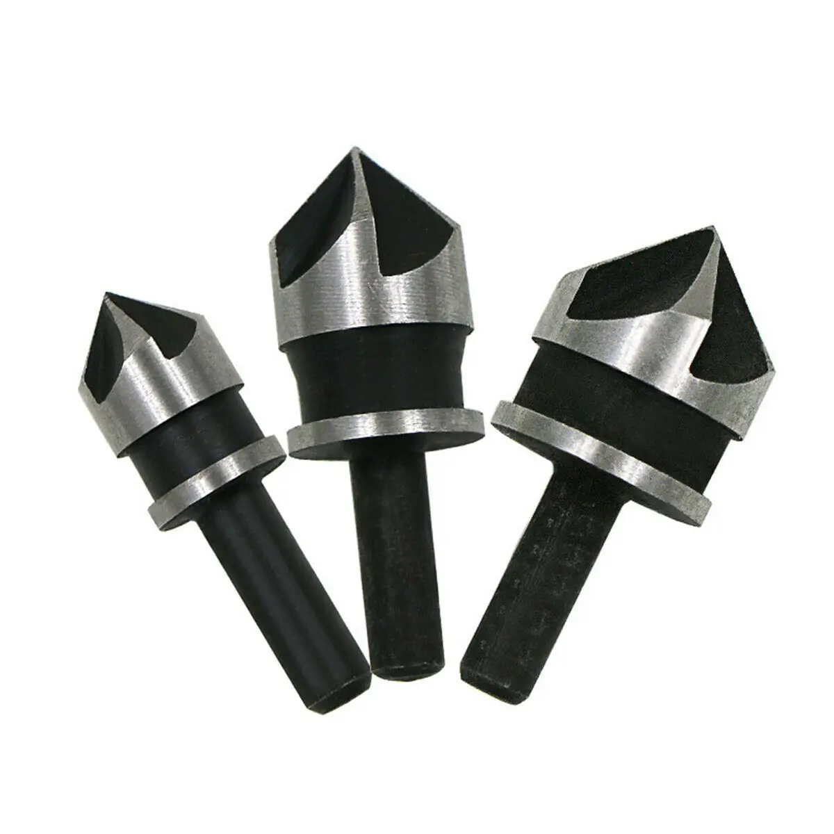 

3PC Stainless Steel Round Handle Five-blade Chamfer Tool Countersink Woodworking Hole Opener
