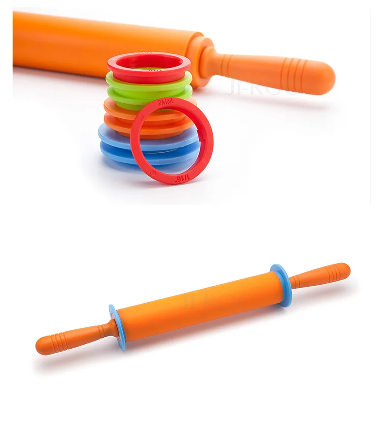 Силиконовая Скалка с регулируемым кольцом не прилипающий ролик для теста