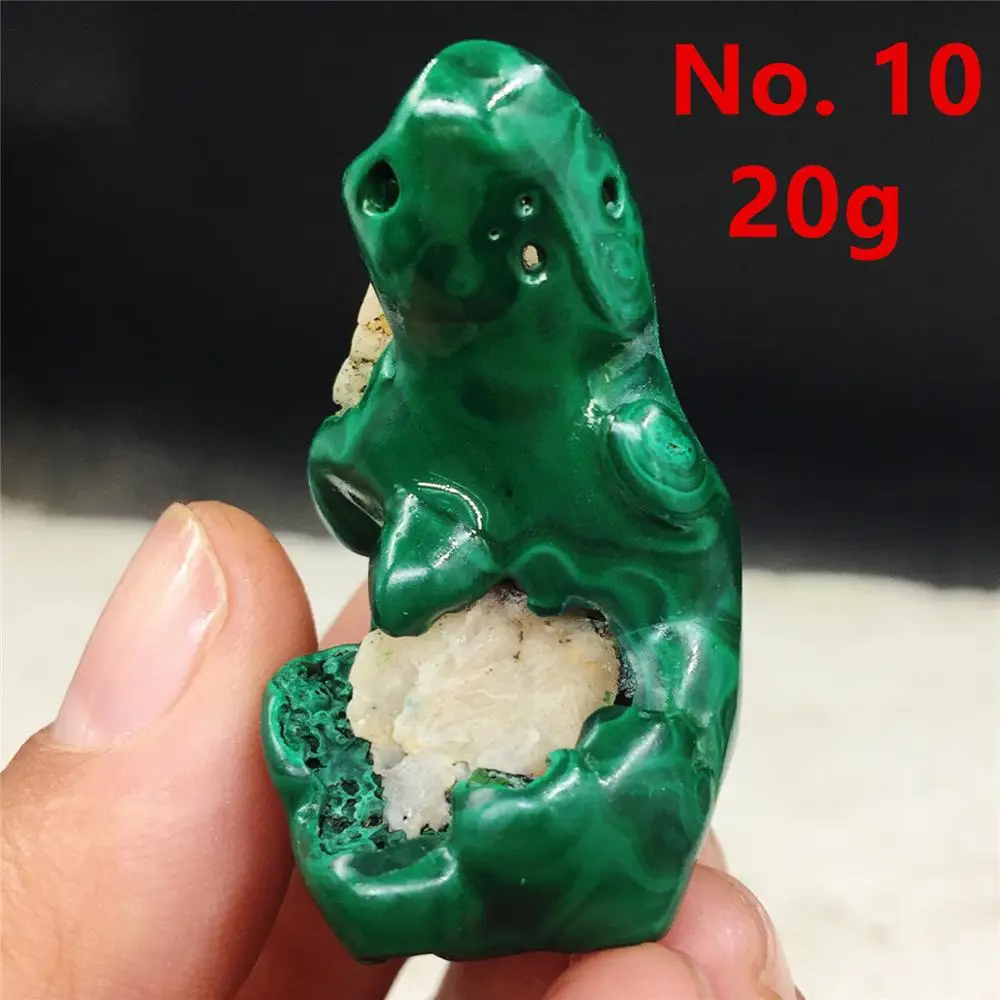 No. 10 1 шт. натуральный Малахит Натуральный Необработанный камень с формой полировки процесс Украшенные чакры, Исцеление Рейки - Цвет: No. 10