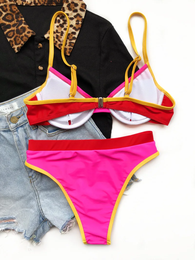 

Splicing High Waist Bikini Push Up Female Swimsuit Women Two-pieces