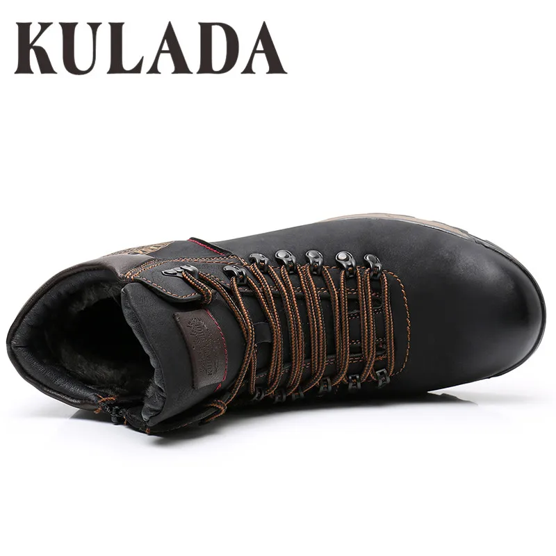 KULADA ботинки; мужские зимние кроссовки; модные зимние теплые ботинки; Мужская дышащая обувь на шнуровке; мужская повседневная обувь