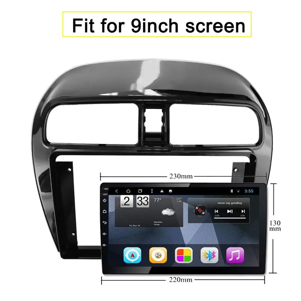 9-дюймовый двойной Din радиоприемник для MITSUBISHI Mirage 2012 + Space Star 2013 GPS Dash Kit рамка