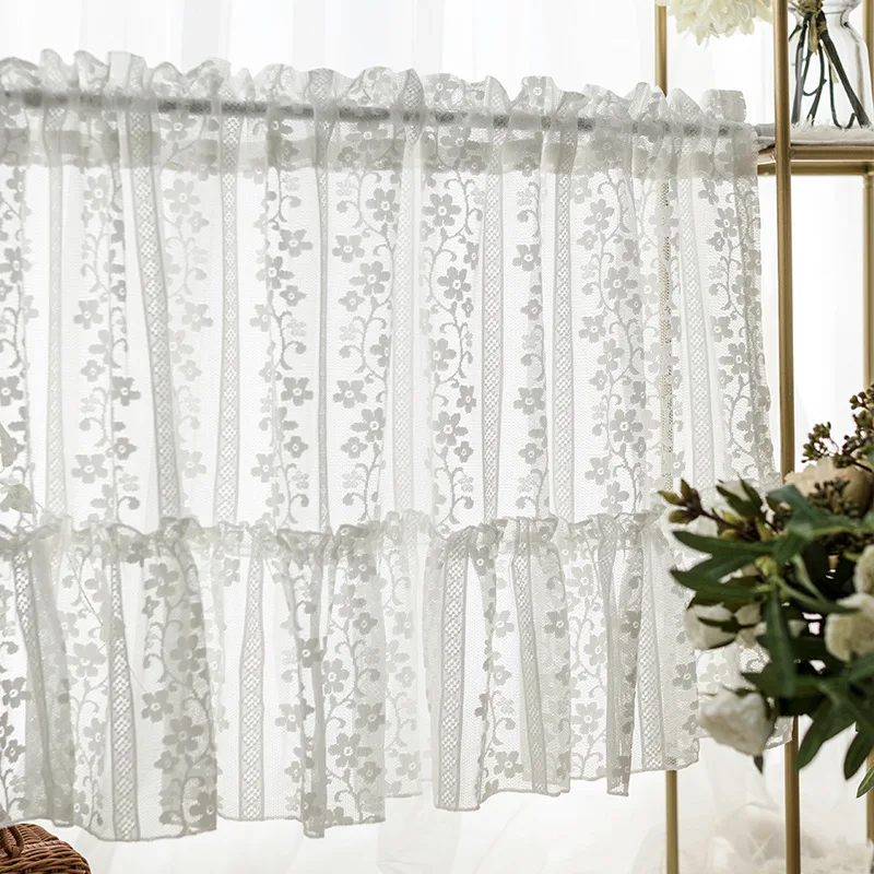

Jelis Korean Lace Embroidered Sheer Curtains Modern Gauze Curtain Living Room Bedroom Decor White Yarn Window Tulle Curtains