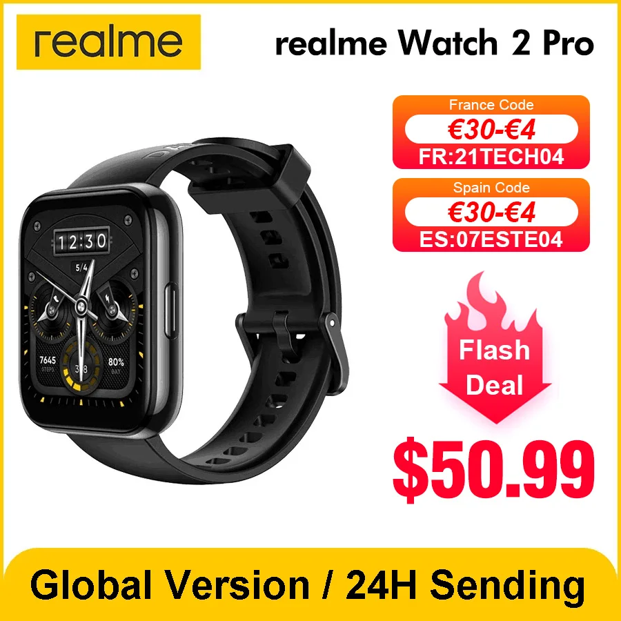 Глобальная версия realme Watch 2 pro Smart 1 75 ''GPS 90 спортивных режимов 14 дней Срок