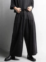 men wide leg pants spring and summer new dark department personality pull rope design fashion leisure loose pants