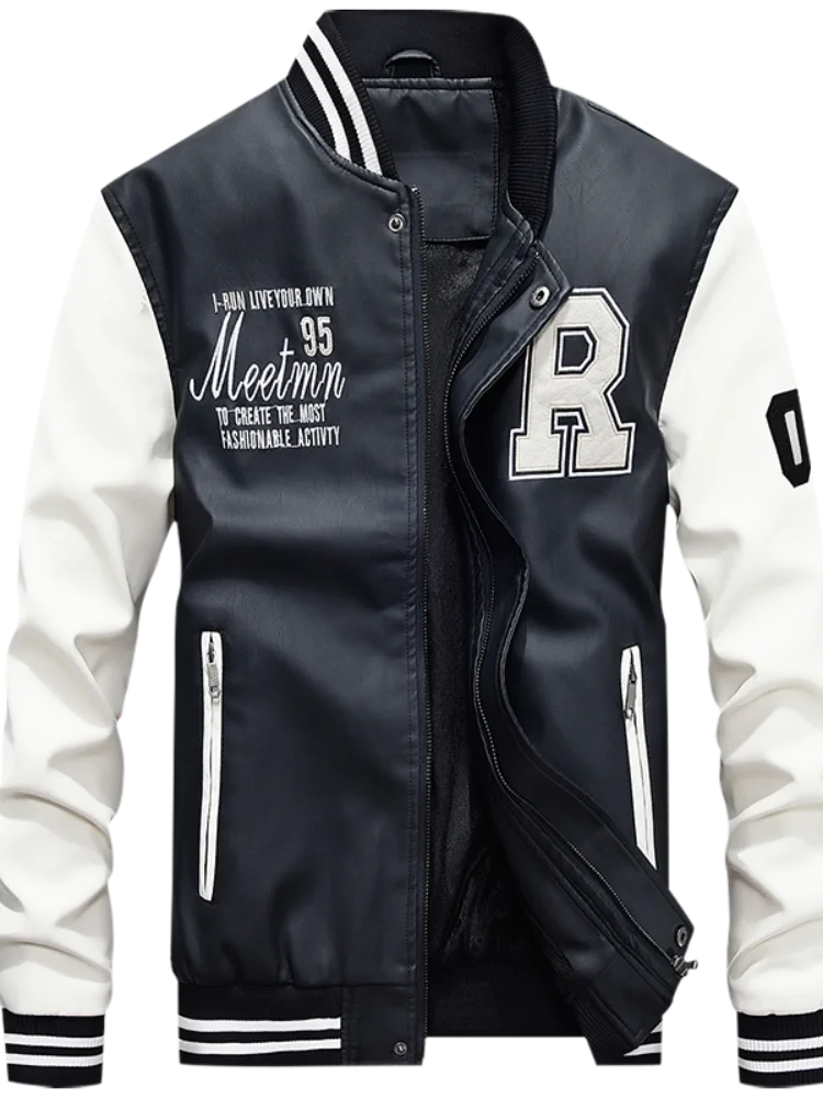 

2021 Pu Jacket for Men Style Baseball Uniform Motorcycle Clothing Fashion Coat Male Leather Jackets Man Autumn Winter