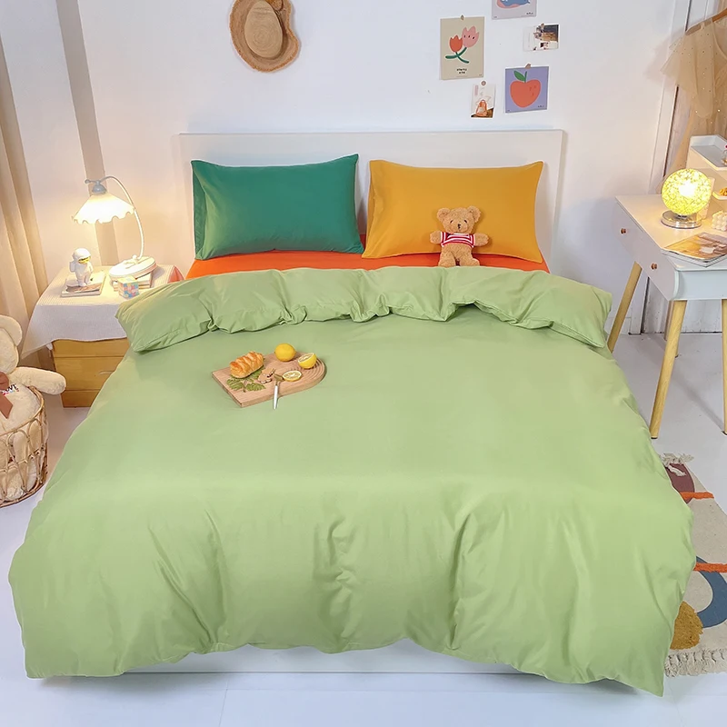 

Classic Pure Color Bedding Sets 3/4Pcs White Quilt Covers and Pillowcases Blue Comforter/Duvet Cover Set Bed Linen Home Textile