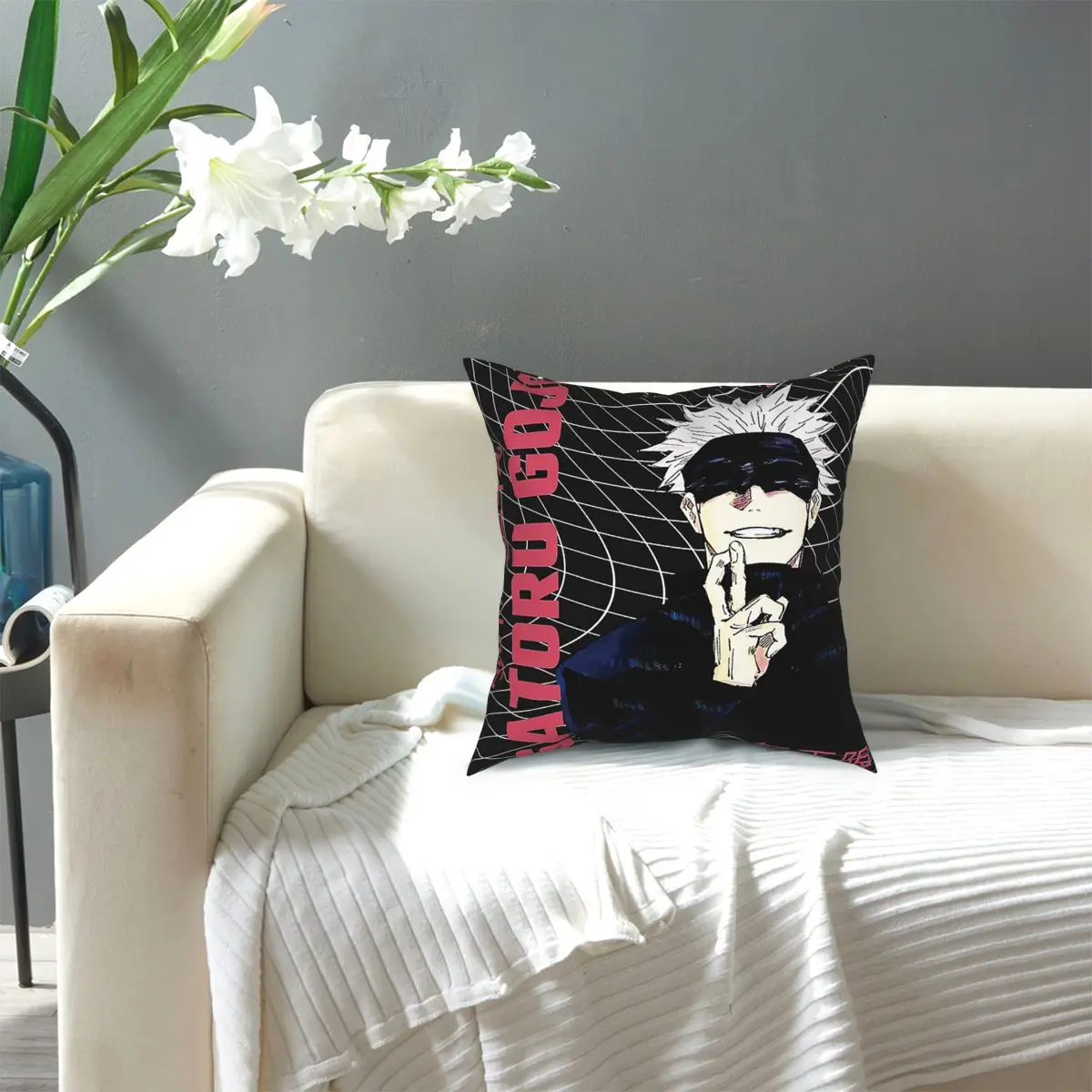 

Satoru Gojo - Jujutsu Kaisen Japanese Manga-Anime Square Pillow Case Polyester Cushions for Sofa Novelty Pillowcover Home Decor