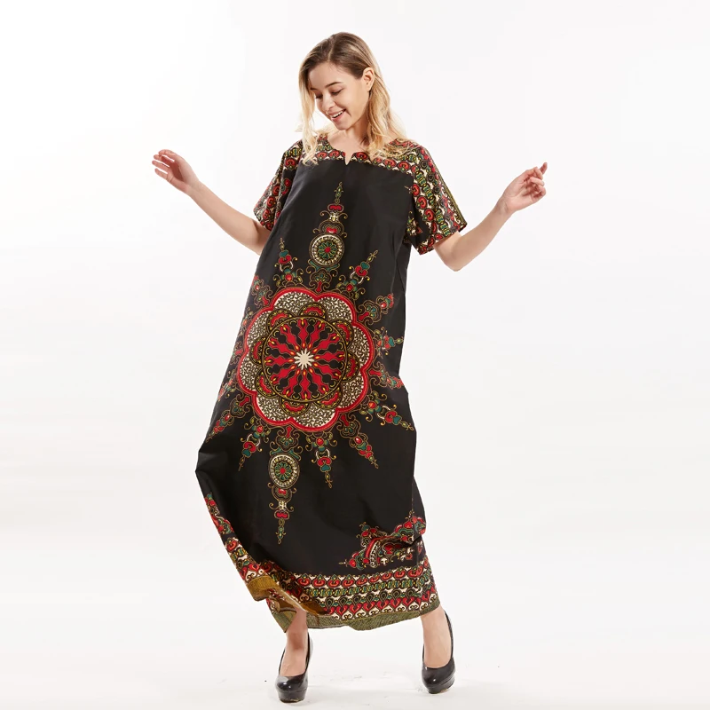Африканская мода печати свободные макси осенние Vestidos этнический стиль