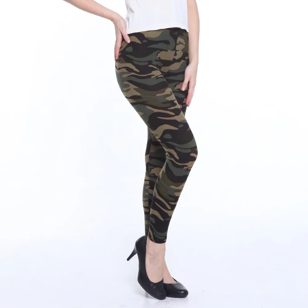 Модные весенне осенние женские леггинсы с эластичной высокой талией камуфляжные