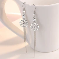 kofsac popular zircon flower long tassel drop earrings for women 925 sterling silver jewelry lady valentines day accessories