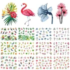 12 видов конструкций водные наклейки слайдер летние джунгли Фламинго попугай Флора водяной знак наклейки для ногтей украшения обертывания Маникюр BEBN865-876
