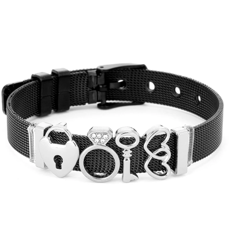 BAOPON, черный и разноцветный сетчатый Браслет из нержавеющей стали, браслеты для женщин с горкой, браслеты-подвески, сделай сам, ювелирное изделие в качестве специального подарка - Окраска металла: BL26