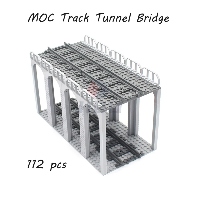 

112 Pcs MOC Track Tunnel Bridge Model Set Compatible City Train Parts 53401 Street Railway Traffic Views Building Blocks DIY Toy