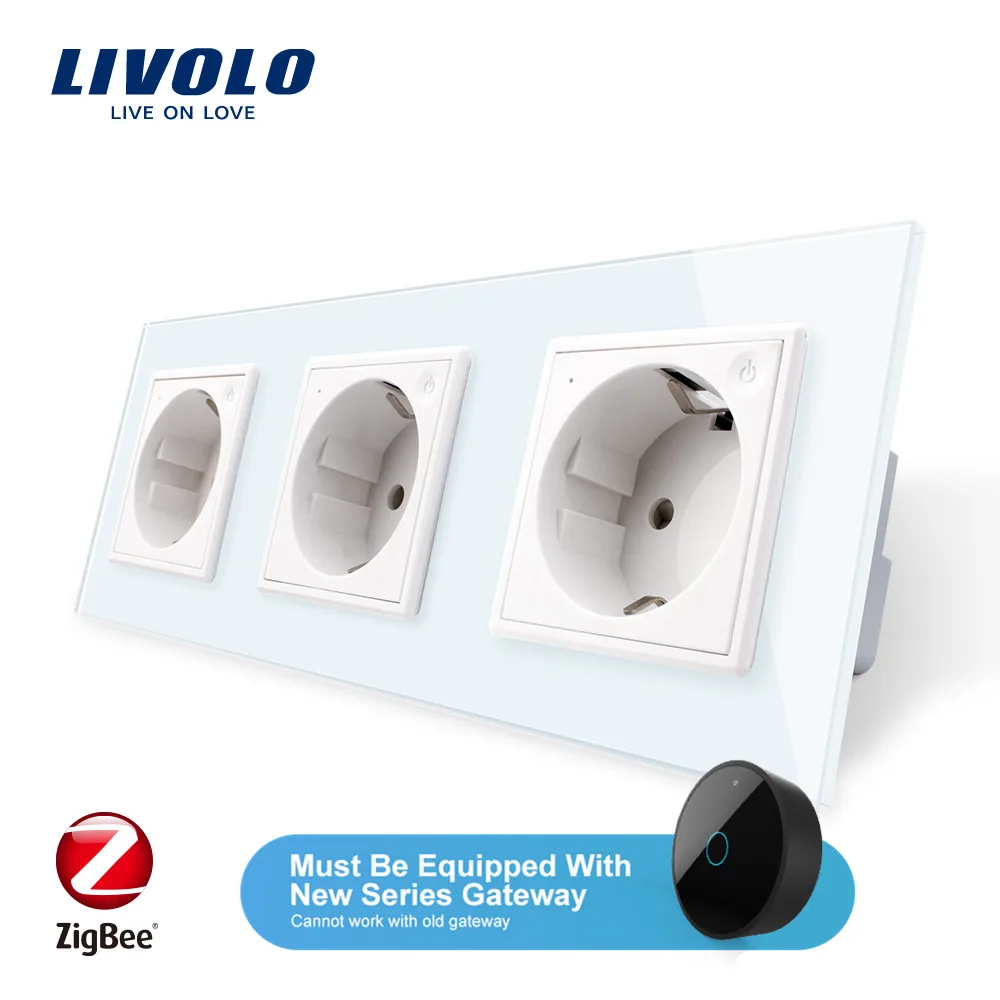 Livolo стандарт ЕС новая умная розетка Wifi Хрустальное стекло 16А настенная wifi