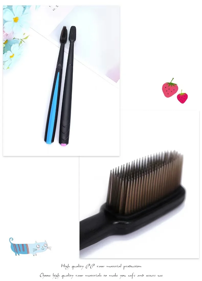 2Pcs Nano Bamboo Charcoal Toothbrush Double Ultra Soft Tooth Brush Tongue Cleaner Black Heads Nano-antibacterial | Красота и здоровье