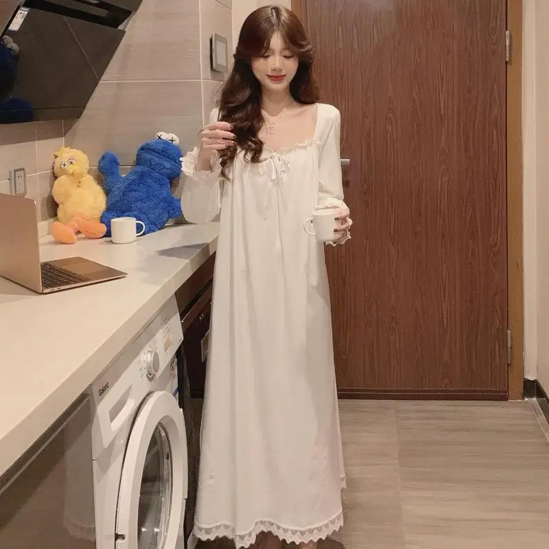 

Женская ночная сорочка из вискозы, с квадратным вырезом и рукавами-фонариками