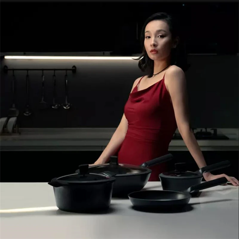 Huohou антипригарная супер платиновая сковорода Wok Stockpot кастрюля для молока прочная