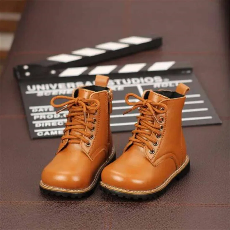 Осень 2020 Детские Водонепроницаемые ботинки из натуральной кожи Ботильоны на