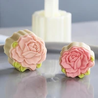 plastic mooncake mold 75125g 3d rose flower stamp cookie cutter mould diy baking accessories mid autumn festival