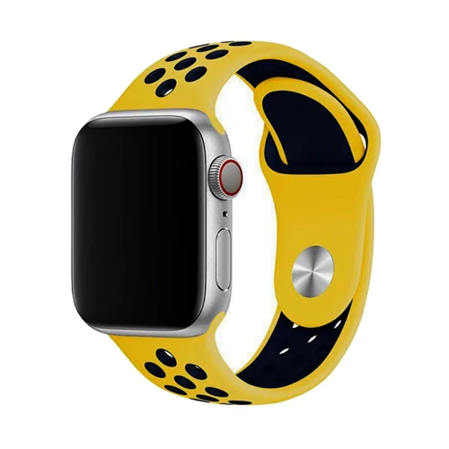 yellow dark blue Ремешок для apple watch 42 мм 38 мм силиконовый браслет correa iwatch 5 4 3 2 44 мм 40 мм спортивный браслет pulseira apple watch 4 аксессуары - Цвет ремешка: yellow dark blue