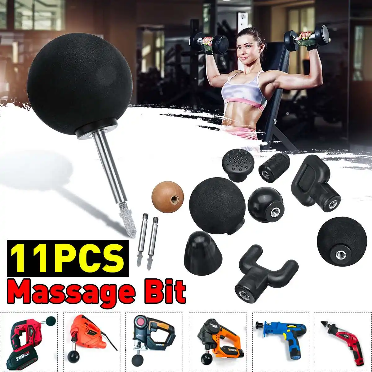 

11pcs Replaceable Percussion Deep Massage for gun Bit Tips Adapter Extended Heads Set for jigsaw Body Muscle Relaxation Massager